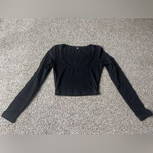 Black Long Sleeve Ribbed Tshirt